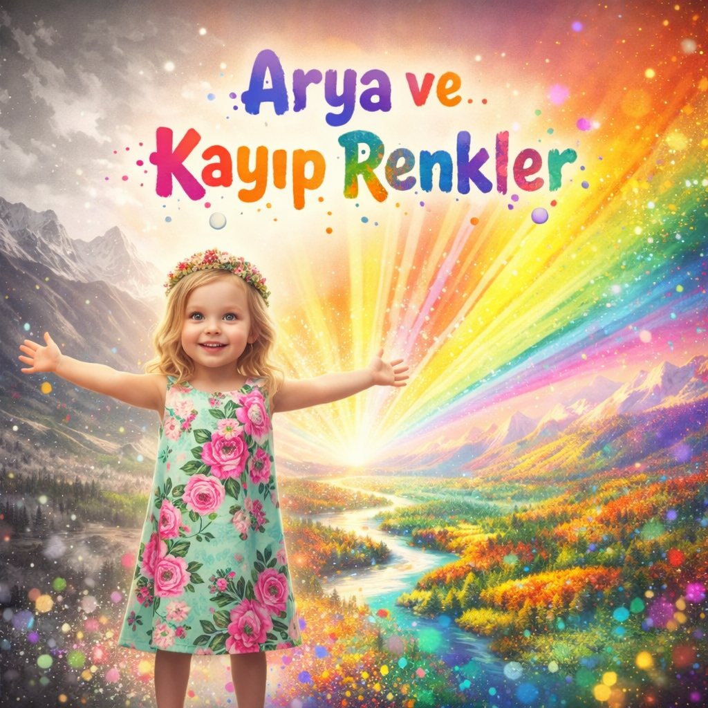 Örnek PDF kitap kapağı - Arya ve Kayıp Renkler hikaye kitabı